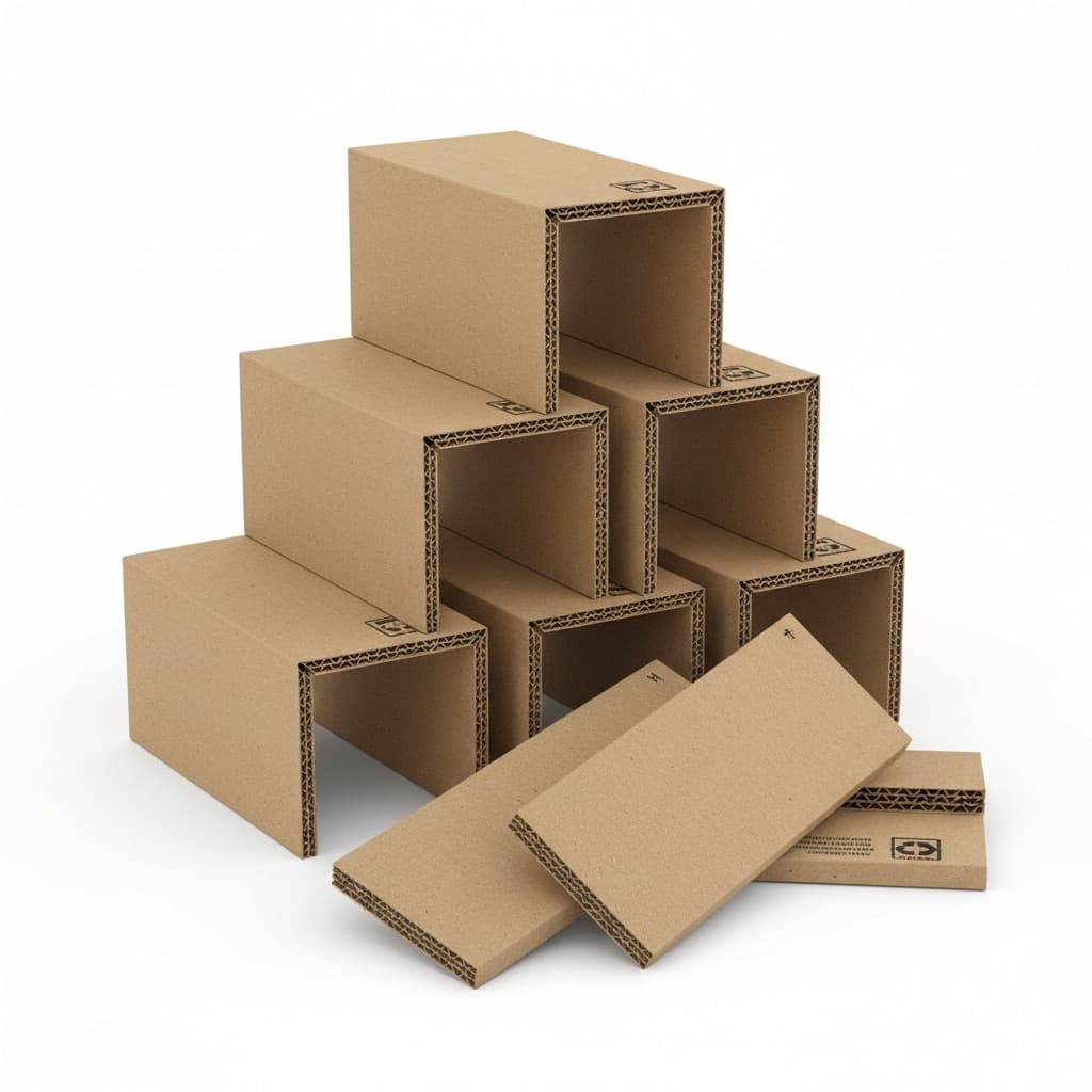 Stacked cardboard boxes with edge guards