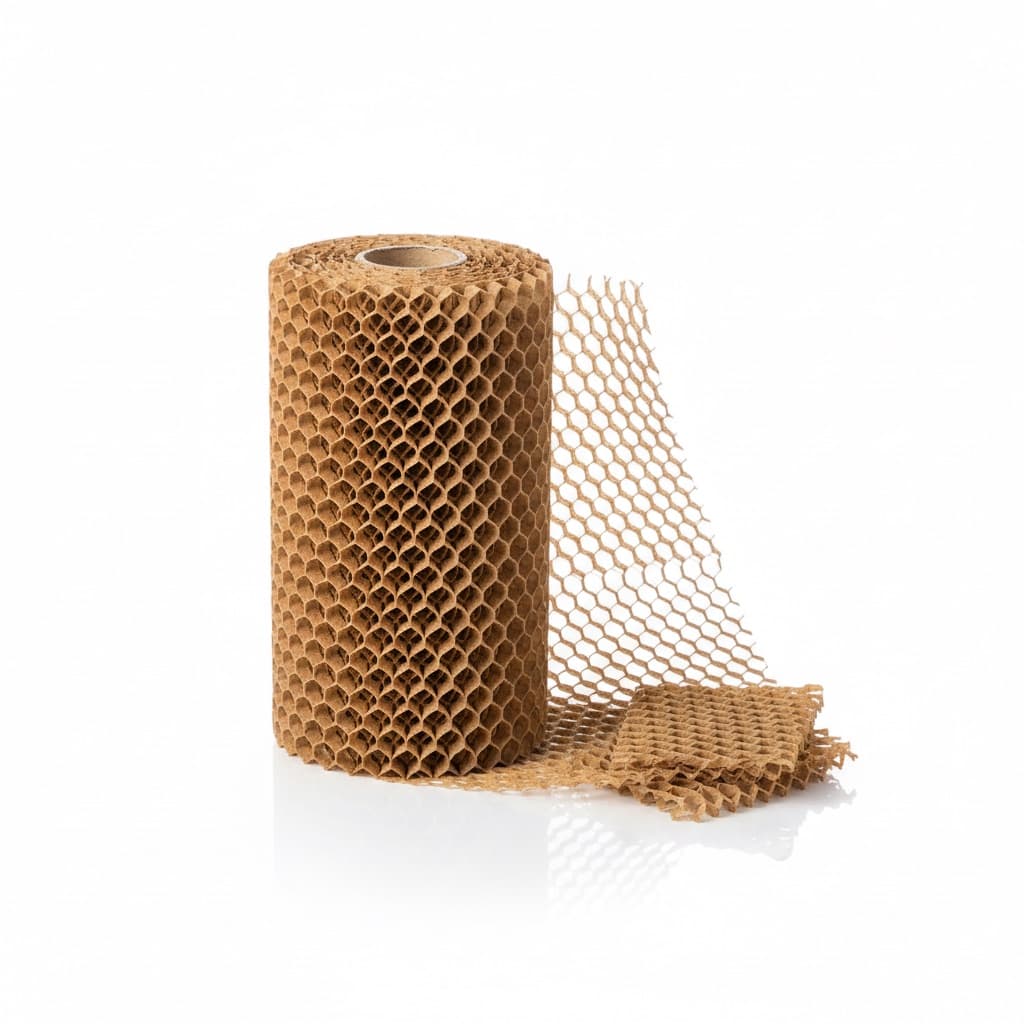 A roll of kraft honeycomb wrap