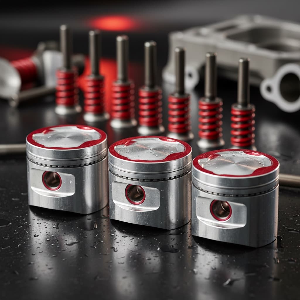 Engine pistons and valve springs