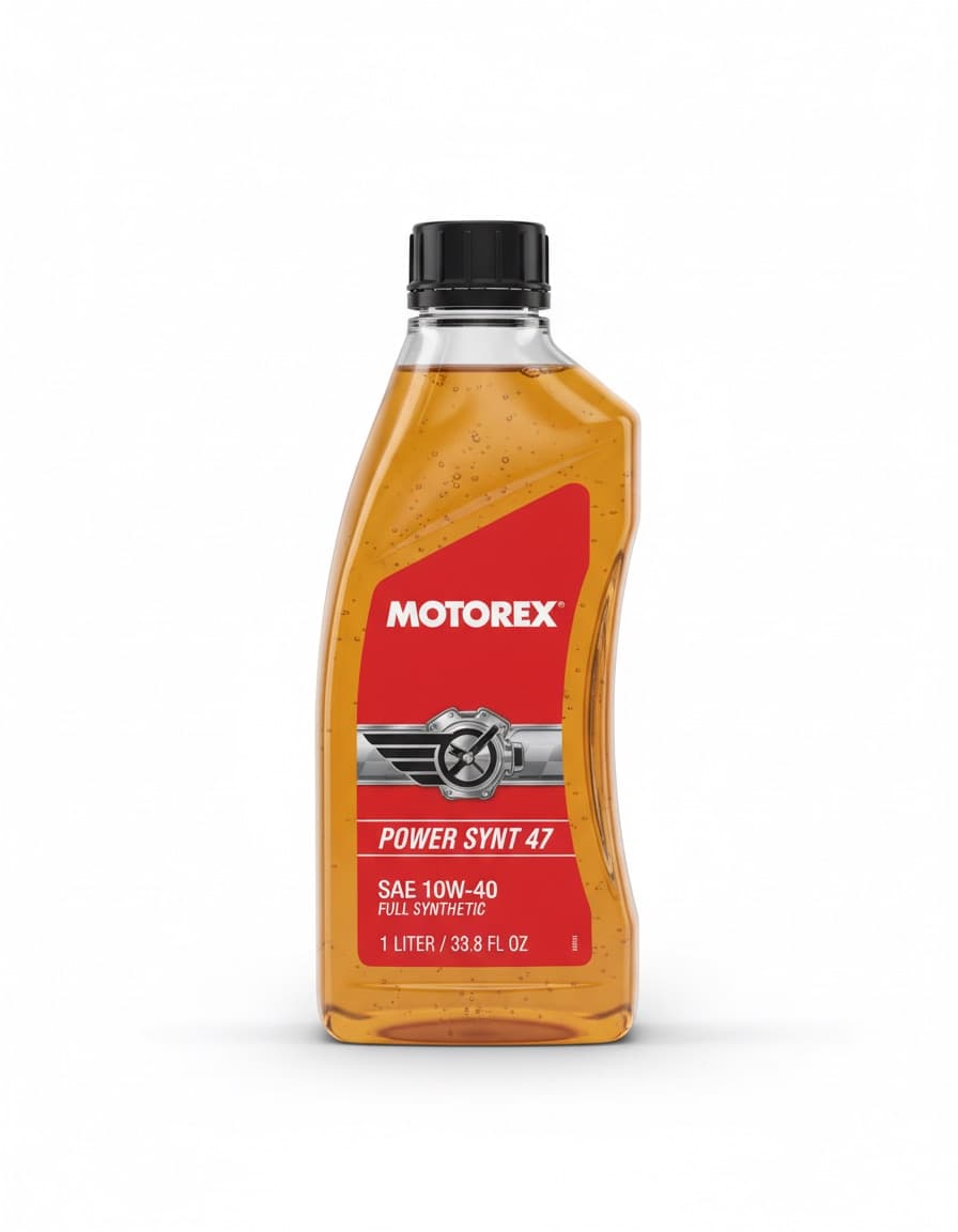 A bottle of synthetic engine oil